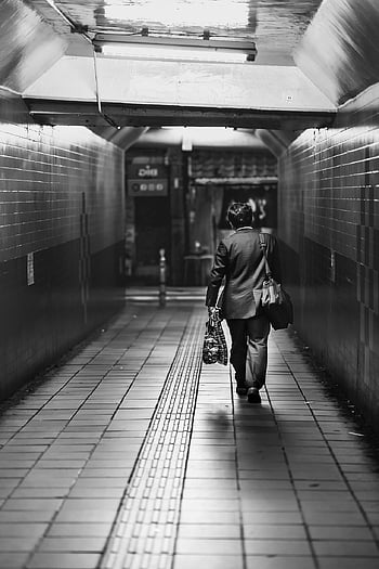 metro, podnikatel, Procházka, chůze, tunel, průchod, koridor, černobílý, Černý a bílý, dojíždět, dojíždějící