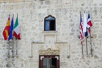 Repubblica Dominicana, DomRep, Santo Domingo, storico, caraibico, Patrimonio mondiale, sito del patrimonio mondiale, unesco, facciata, costruzione, bandiera