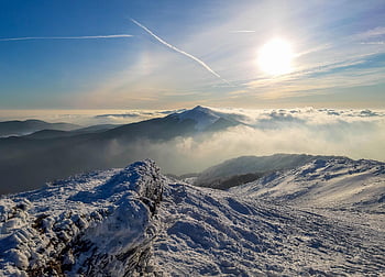 bieszczady, mountains, meadows, east, the Fog, landscape, sky, nature, trail, poland, the Horizon
