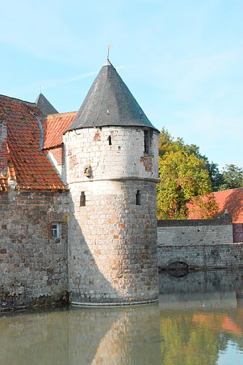 tower, chateau, pierre, river, the Lawe, olhain, hauts De France