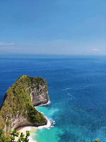 błękitne wody, Klif, żywy niebieski ocean, balikpapan, Indonezja, widok zapierający dech w piersiach, ocean, morze, krajobraz przybrzeżny, naturalne piękno, turkusowa woda