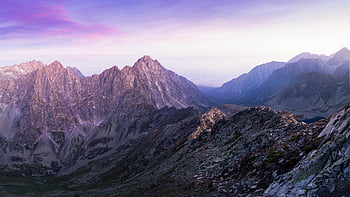 catena montuosa rocciosa, Alba, cielo colorato, vista delle montagne, paesaggio naturale, scenario all'aperto, vette, vista panoramica, fotografia naturalistica, fotografia di montagna, fotografia di paesaggio