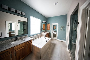 bathroom, freestanding bathtub, wooden cabinets, granite countertops, modern bathroom, spacious bathroom, bathroom design, bathroom decor, bathroom renovation, bathroom ideas, bathroom inspiration