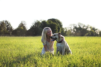 child, dog, nature, children, domestic Animal, cute, girl, childhood, animal, garden, happy