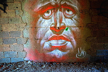 graffiti, portræt, ansigt, gadekunst, kunst, spray, vægmaleri, væg