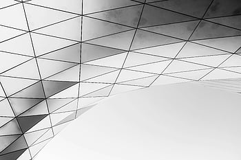 monochrome, shapes, square, triangle, digital wallpaper, minimalist, black and white, geometric pattern, modern architecture, background, design use