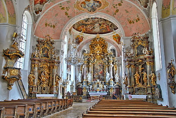 Oberammergau、 バイエルン、 教会、 カトリック教徒、 ドイツ、 観光、 アート、 歴史的な
