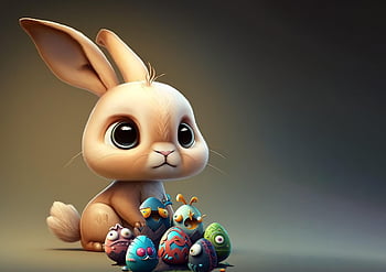 ai Generated, rabbit, easter Bunny, eggs, easter, nature, spring, bunny, cartoon, cute, food