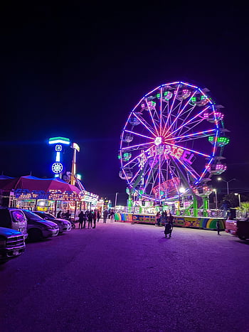 ferris Wheel, fair, night, carnival, funfair, amusement Ride, amusement Park, lights, evening, rueda De La Fortuna, noche