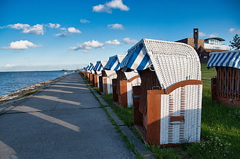 deck Chairs, sea, nature, wilhelmshaven, south Beach, landscape, vacation, recreation, evening Atmosphere, resort, beach Resort