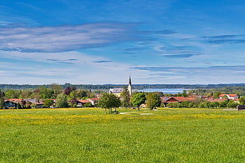 krajina, chiemgau, horní Bavorsko, Chiemsee, umístění, bernau, jaro, idyla, výhled, prázdnin, rekreace