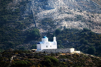 greece, nature, church, mountain, religion, white Church, island, naxos, cyclades