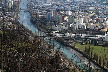 řeka, innsbruck, Rakousko, město, Tyrolsko, vysokohorský, panoráma města, evropský