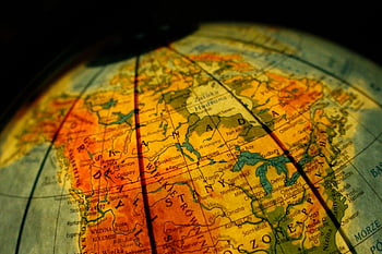 közeli fotó, földgolyó, vintage globe, Kanada, USA, meleg hang, térkép, világtérkép, közeli felvétel, földrajzi, föld