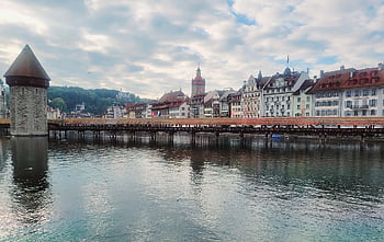 lucerne, Schweiz, Reuss floden, Reuss, flod, kapelbro