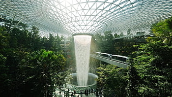 gioiello, Singapore, aeroporto, changi, centro, commerciale, Asia, design, viaggi, architettura, cascata