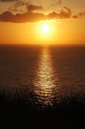sunset, sun, sea, silhouette, sunlight, reflection, water, ocean, seascape, horizon, sky