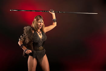 amazon, valkyrie, cosplay, weapons, a Spear, armor, chain Mail, warrior Maiden, woman Warrior, character, legend