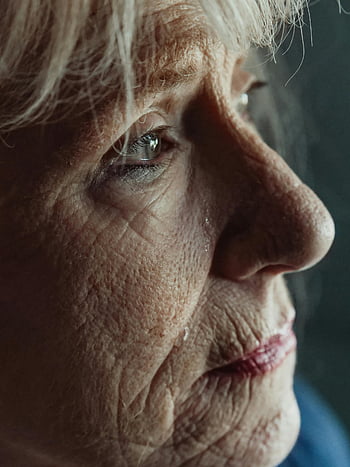 crying woman, close-up portrait, senior woman, deep wrinkles, sad eyes, emotional portrait, close-up photo, elderly woman, facial expression, tears, aged face