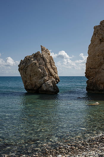 Afroditina skála, paphos, Kypr, petra tou romiou, moře zásobníku, jasné modré vody, skalnaté pobřeží, přírodní památka, pobřežní scenérie, Středozemní moře, cíl cesty