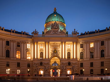 Hofburg Sarayı, Viyana, Avusturya, yak, gece, kubbe, harika manzara, akşam karanlığı, Tarihi bina, mimari, aydınlatılmış
