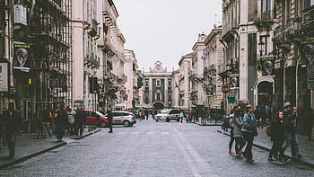 ania, Sicily, historic street, urban scene, lively street, architecture, daily life, people walking, city life, European city, street view
