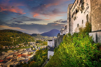 hrad, pevnost, údolí, věž, střechy, pevnost hory, výhled na město, Salzburg, zdůvodnit, pevnost hohensalzburg, Rakousko