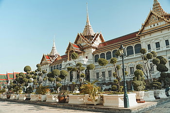 Grand Palace, Bangkok, Chakri Maha Prasat Throne Hall, Thailand, landmark, elegant view, traditional architecture, cultural heritage, historical site, royal palace, travel destination