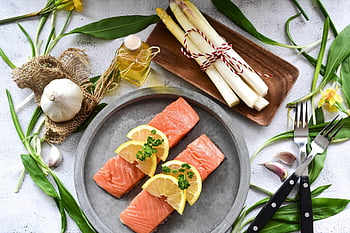 salmon, fish, raw, asparagus, fresh, salmon Fillet, kitchen, nature, healthy, delicious, raw Salmon