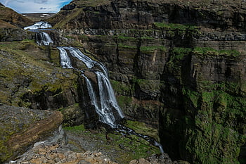 şelaleler, Mavi gökyüzü, kayalık kanyon, yemyeşil yeşillik, basamaklı su, doğal manzara, açık manzara, doğal görünüm, şelale fotoğrafçılık, doğa fotoğrafçılığı, Kanyon Kayalıkları