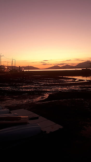 mountain, sunset, nature, evening, beach, glow, tidal, foreshore, country, tidal Flat, countryside