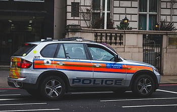 policejní auto, Londýn, městské ulice, zaparkované vozidlo, Metropolitní policie, policejní vozidlo, městské scény, exteriér budovy, parkování na ulici, Britská policie, vymáhání práva