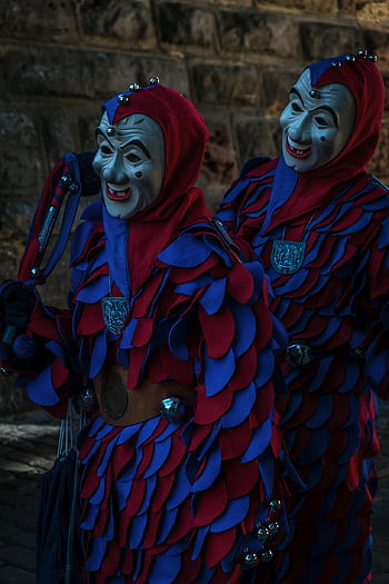 karnaval, kostum, fasnet, alemannic swabia, topeng kayu, berukir, guild, guild bodoh, freiburg, festival, perayaan