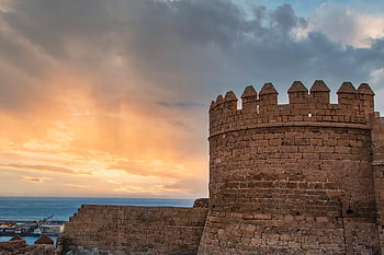 Alcazaba Almeria, 성, 요새, 경치, 일몰, 탑, 건축물, 기념물, 자연, 역사, 스페인