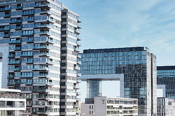 Jeřábové domy, architektura, Kolín nad Rýnem, moderní, budova, vitráž, moderní architektura, Dům, rhine, Německo, mrakodrapy