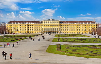 schönbrunn, palác, park, Vídeň, lidé, turistů, hrad, architektura, zámecký park, monarchie, budova