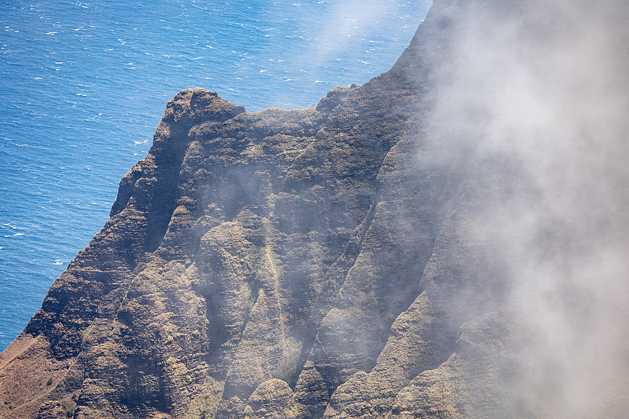 landscape, cliffs, nature, rocky, terrain, foggy, coast, ocean, sea, scenic, water