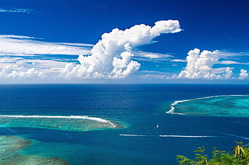 moorea, pacific Ocean, clouds, ocean, ship, blue, water, beach, seashore, nature, shore