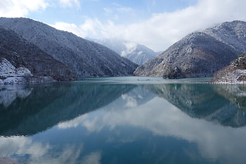 See, Berge, Natur, Japan, Berg Fuji, Reflexion, Wasser, Weltkulturerbe, szenisch, Tourismus