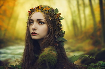 النساء،  غابة،  ولدت منظمة العفو الدولية،  صورة،  طبيعة،  خيال،  حكاية خيالية،  قزم،  فتاة،  الخريف