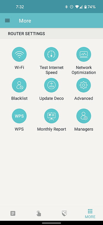 라우터 설정, 와이파이, 인터넷 속도를 테스트하십시오, 네트워크 최적화, 블랙리스트, 데코 업데이트, 많은, wps, 월간 보고서, 관리자, 스크린 캡처