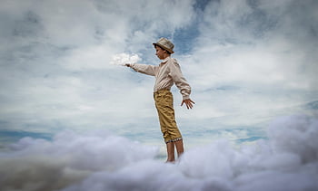 sky, clouds, boys, boy, baby, model, atmosphere, pose, posing, hat, fantasy