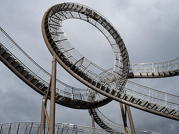 montagne russe, accessibile, tigre e tartaruga, Duisburg, Ruhrpott, opera d'arte, scultura, area della ruhr, looping, le scale, architettura