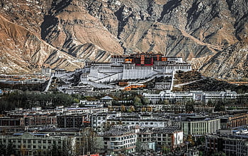 palác, Tibet, Příroda, hory, potala, Lhasa, krajina, pevnost