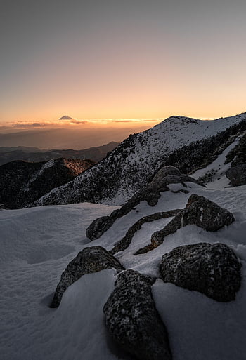 mountain, sunrise, snow, landscape, nature, winter, ai Generated