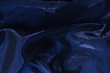 Tmavě modrá organza, Abstraktní pozadí, Vlnitý povrch, texturou tkaniny, měkké vlny, Jemné křivky, detail, Tmavě modrá tkanina, Tkanina v orgánu, textilie textura, abstraktní tkanina