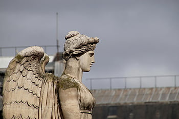sculpture, statue, freestone, bust, profile, angel, mythology, art, heritage, monument Paris, france