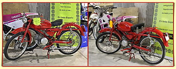 Moto Guzzi, Hispania, Cardellino, 73cc, motorcycle, red, vintage, exhibition, display, bike, sale