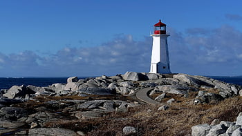 lighthouse, coast, nature, sea, ocean, travel, exploration, beacon, outdoors, peggy's Cove Light, canada
