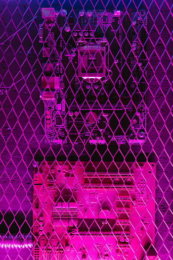 マザーボード、 金網、 回路基板、 テクノロジーテーマ、 活気のある画像、 抽象的なイメージ、 グリッドワイヤーメッシュ、 技術の背景、 電子部品、 ネオン照明、 技術芸術